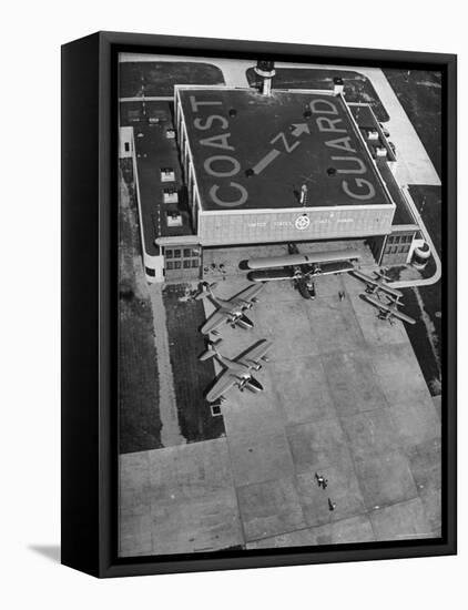 Aerial View of Hangar and Airplanes at a US Coast Guard Air Station-David Scherman-Framed Premier Image Canvas