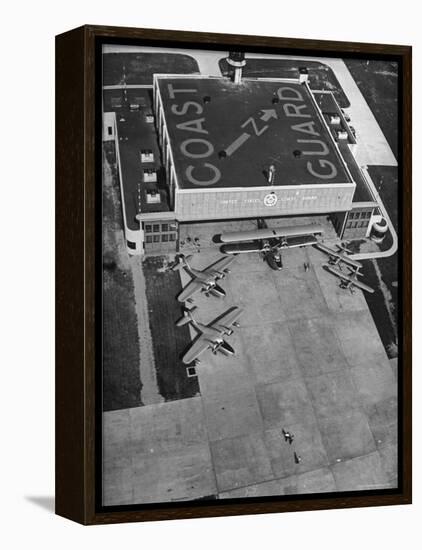 Aerial View of Hangar and Airplanes at a US Coast Guard Air Station-David Scherman-Framed Premier Image Canvas
