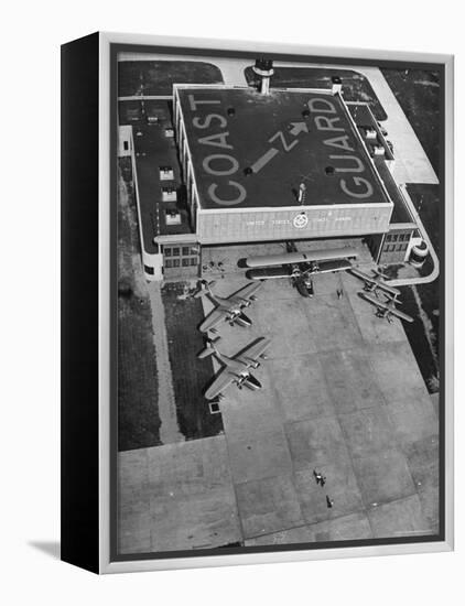 Aerial View of Hangar and Airplanes at a US Coast Guard Air Station-David Scherman-Framed Premier Image Canvas