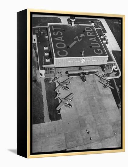 Aerial View of Hangar and Airplanes at a US Coast Guard Air Station-David Scherman-Framed Premier Image Canvas