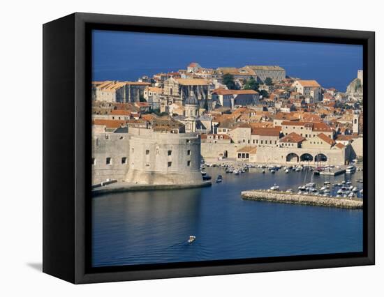 Aerial View of Harbour and Old City, Dubrovnik, Unesco World Heritage Site, Croatia-Ken Gillham-Framed Premier Image Canvas