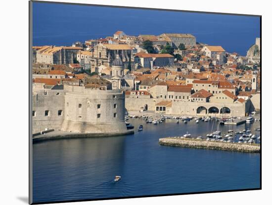 Aerial View of Harbour and Old City, Dubrovnik, Unesco World Heritage Site, Croatia-Ken Gillham-Mounted Photographic Print