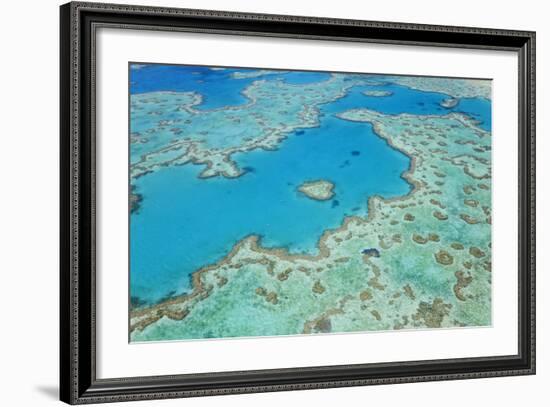 Aerial View of Heart Reef, Great Barrier Reef, Queensland, Australia-Peter Adams-Framed Photographic Print