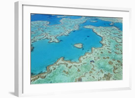 Aerial View of Heart Reef, Great Barrier Reef, Queensland, Australia-Peter Adams-Framed Photographic Print