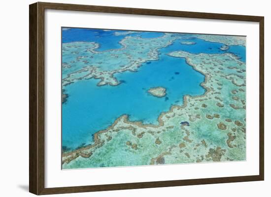 Aerial View of Heart Reef, Great Barrier Reef, Queensland, Australia-Peter Adams-Framed Photographic Print