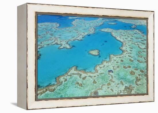 Aerial View of Heart Reef, Great Barrier Reef, Queensland, Australia-Peter Adams-Framed Premier Image Canvas