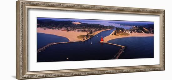 Aerial view of Holland Harbor Lighthouse, Holland, Michigan, USA-null-Framed Photographic Print