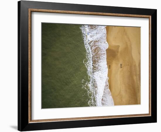 Aerial view of Hossegor Beach, Les Landes, Nouvelle-Aquitaine, France, Europe-Ben Pipe-Framed Photographic Print