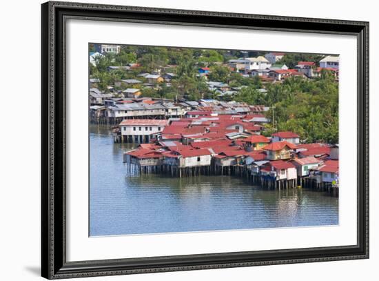 Aerial View of Houses on Stilts Along the Waterfront, Cebu City, Philippines-Keren Su-Framed Photographic Print