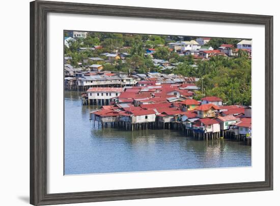Aerial View of Houses on Stilts Along the Waterfront, Cebu City, Philippines-Keren Su-Framed Photographic Print