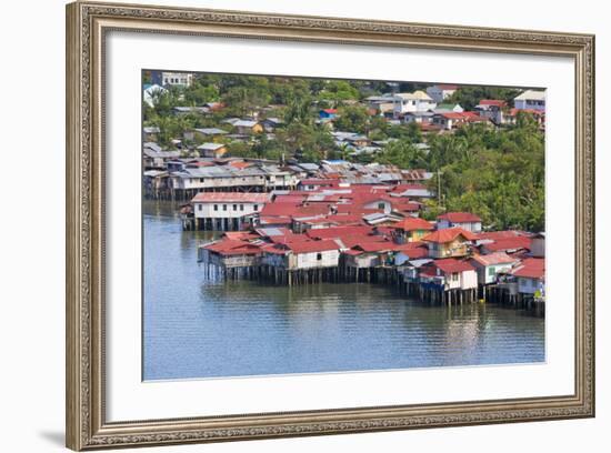 Aerial View of Houses on Stilts Along the Waterfront, Cebu City, Philippines-Keren Su-Framed Photographic Print
