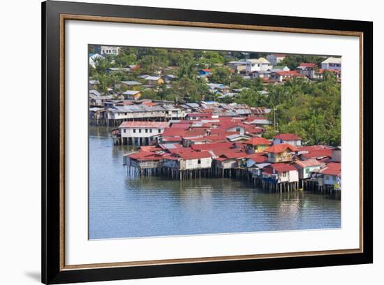 Aerial View of Houses on Stilts Along the Waterfront, Cebu City, Philippines-Keren Su-Framed Photographic Print