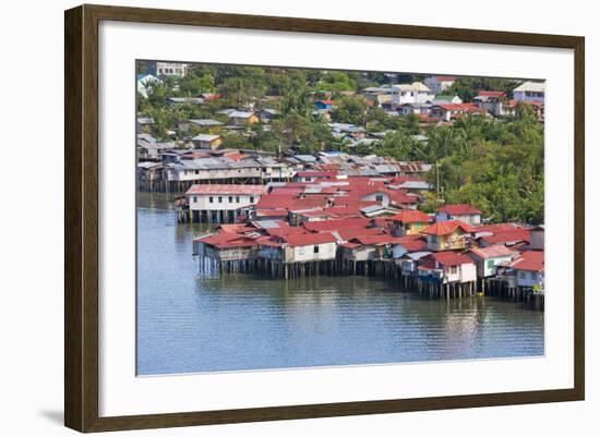 Aerial View of Houses on Stilts Along the Waterfront, Cebu City, Philippines-Keren Su-Framed Photographic Print