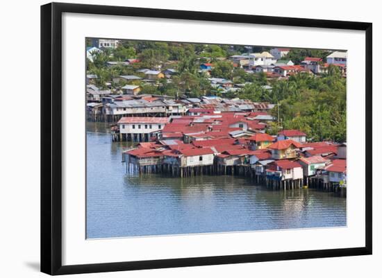 Aerial View of Houses on Stilts Along the Waterfront, Cebu City, Philippines-Keren Su-Framed Photographic Print