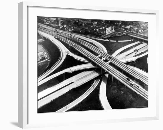 Aerial View of Hub of the Freeway System Including the Hollywood Freeway and the Harbor Freeway-J^ R^ Eyerman-Framed Photographic Print