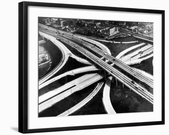 Aerial View of Hub of the Freeway System Including the Hollywood Freeway and the Harbor Freeway-J^ R^ Eyerman-Framed Photographic Print