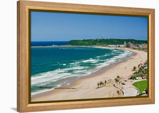 Aerial view of Indian Ocean and white sandy beaches in the town center of Durban, South Africa-null-Framed Premier Image Canvas