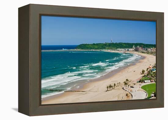 Aerial view of Indian Ocean and white sandy beaches in the town center of Durban, South Africa-null-Framed Premier Image Canvas