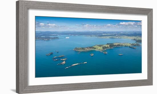 Aerial view of islands in the sea, Bay of Islands, Northland, North Island, New Zealand-null-Framed Photographic Print