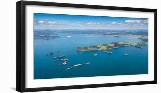 Aerial view of islands in the sea, Bay of Islands, Northland, North Island, New Zealand-null-Framed Photographic Print