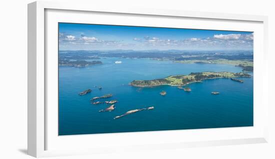 Aerial view of islands in the sea, Bay of Islands, Northland, North Island, New Zealand-null-Framed Photographic Print