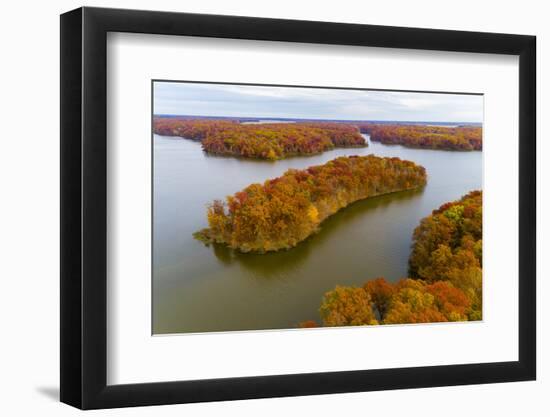 Aerial view of islands on lake, Stephen A. Forbes State Park, Marion Co., Illinois, USA-Panoramic Images-Framed Photographic Print