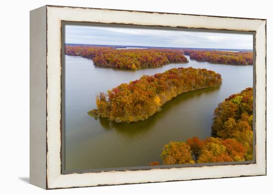 Aerial view of islands on lake, Stephen A. Forbes State Park, Marion Co., Illinois, USA-Panoramic Images-Framed Premier Image Canvas
