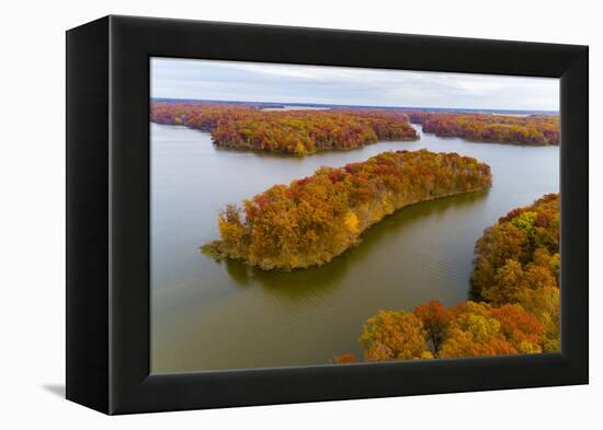 Aerial view of islands on lake, Stephen A. Forbes State Park, Marion Co., Illinois, USA-Panoramic Images-Framed Premier Image Canvas