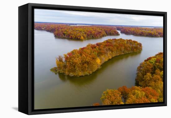 Aerial view of islands on lake, Stephen A. Forbes State Park, Marion Co., Illinois, USA-Panoramic Images-Framed Premier Image Canvas