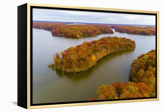 Aerial view of islands on lake, Stephen A. Forbes State Park, Marion Co., Illinois, USA-Panoramic Images-Framed Premier Image Canvas