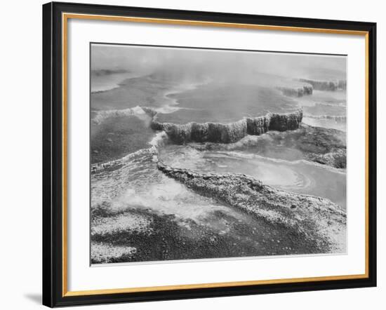 Aerial View Of "Jupiter Terrace-Fountain Geyser Pool Yellowstone NP" Wyoming 1933-1942-Ansel Adams-Framed Premium Giclee Print