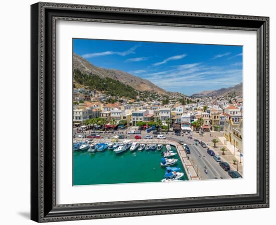 Aerial view of Kalimnos town, Kalimnos, Dodecanese Islands, Greek Islands, Greece, Europe-Frank Fell-Framed Photographic Print