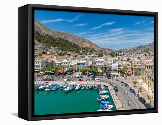 Aerial view of Kalimnos town, Kalimnos, Dodecanese Islands, Greek Islands, Greece, Europe-Frank Fell-Framed Premier Image Canvas