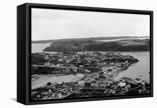 Aerial view of Kodiak, Alaska Photograph - Kodiak, AK-Lantern Press-Framed Stretched Canvas