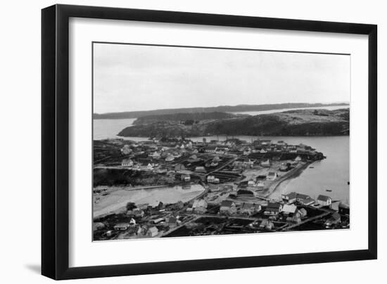 Aerial view of Kodiak, Alaska Photograph - Kodiak, AK-Lantern Press-Framed Art Print