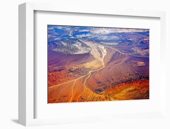 Aerial view of land pattern on Atacama Desert, Chile-Keren Su-Framed Photographic Print