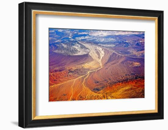 Aerial view of land pattern on Atacama Desert, Chile-Keren Su-Framed Photographic Print