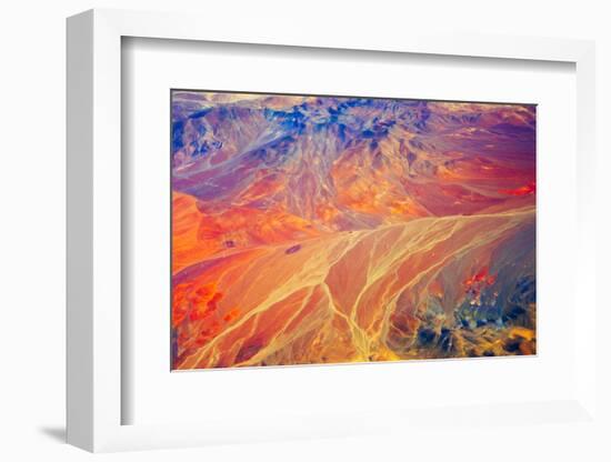 Aerial view of land pattern on Atacama Desert, Chile.-Keren Su-Framed Photographic Print