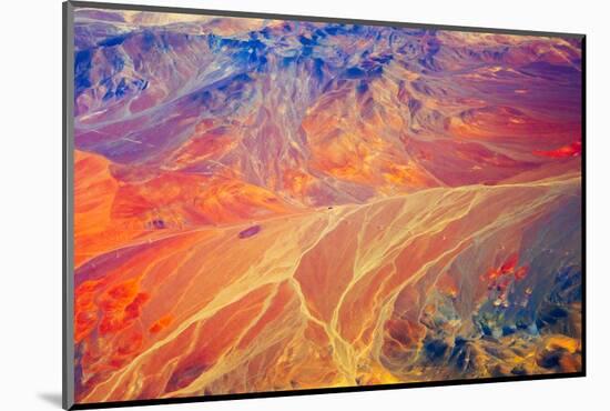 Aerial view of land pattern on Atacama Desert, Chile.-Keren Su-Mounted Photographic Print