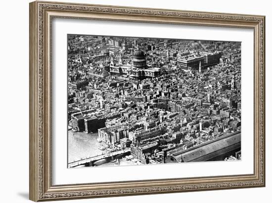 Aerial View of London, Showing St Paul's Cathedral, 1926-null-Framed Giclee Print