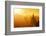 Aerial view of London skyline at sunset, including London Eye and St. Paul's Cathedral, London-Ed Hasler-Framed Photographic Print