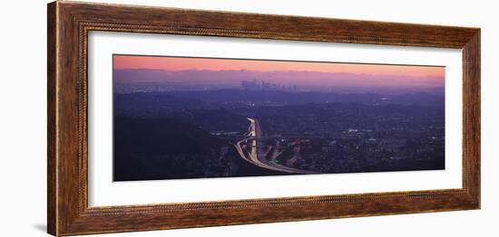 Aerial View of Los Angeles at Dusk, Glendale, California, USA-null-Framed Photographic Print