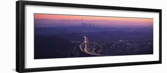 Aerial View of Los Angeles at Dusk, Glendale, California, USA-null-Framed Photographic Print