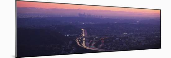 Aerial View of Los Angeles at Dusk, Glendale, California, USA-null-Mounted Photographic Print