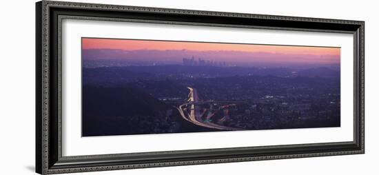 Aerial View of Los Angeles at Dusk, Glendale, California, USA-null-Framed Photographic Print