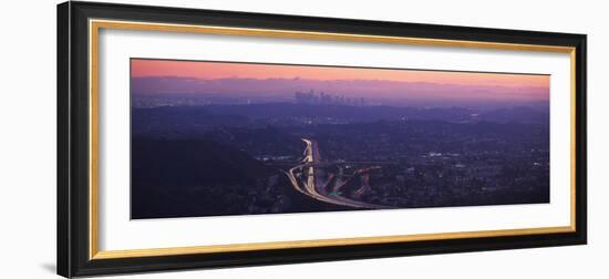 Aerial View of Los Angeles at Dusk, Glendale, California, USA-null-Framed Photographic Print