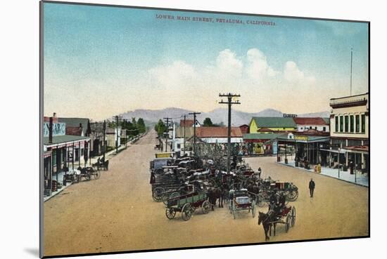 Aerial View of Lower Main Street - Petaluma, CA-Lantern Press-Mounted Art Print