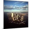 Aerial View of Lower Manhattan Skyline with Nearly Completed World Trade Center Towers-Henry Groskinsky-Mounted Photographic Print