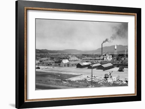 Aerial View of Lumber Mill - Cascade, ID-Lantern Press-Framed Art Print