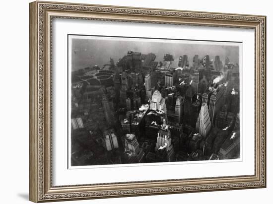 Aerial View of Manhattan, New York City, USA, from a Zeppelin, 1928-null-Framed Giclee Print